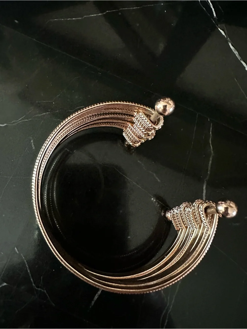 Multi-Band Gold-Tone Open Cuff Bracelet for Women